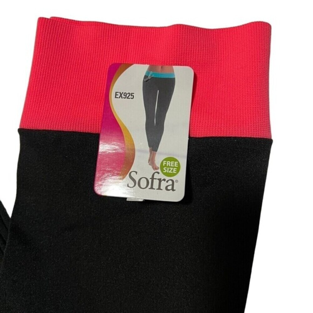 Sofra‎ Leggings - Ladies Stretch Capri Leggings One Size EX925 Hot Pink / Black - Picture 4 of 11